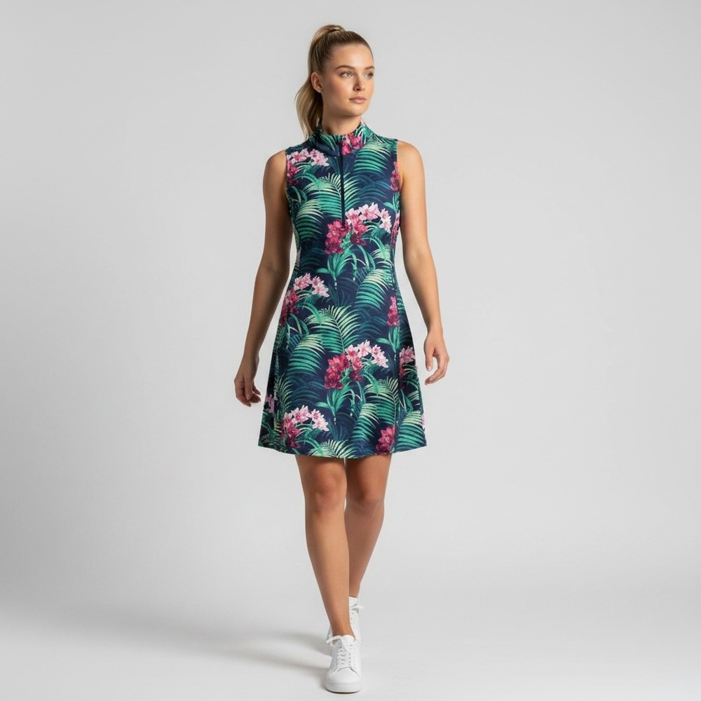 Tommy Bahama New Scuba Knit Florida Fauna Isladzone Tennis Mini Dress S Green